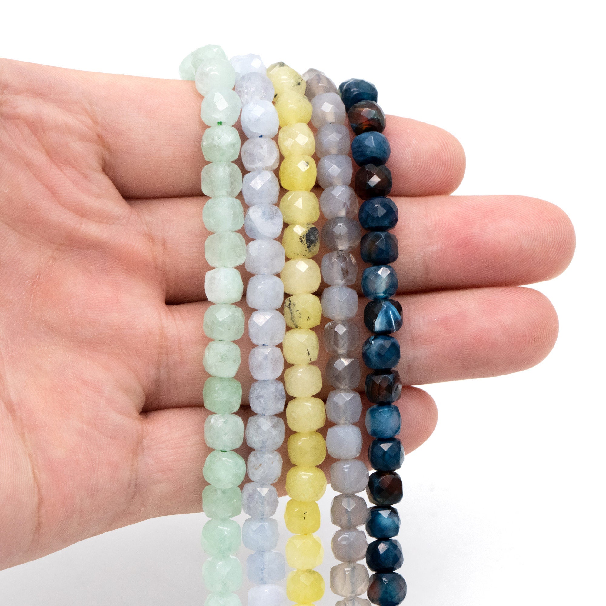 6mm Faceted Cube Quartz Beads, Gemstone Beads, Full 15 inch strands (TR-041)